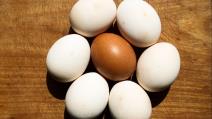 Izbeljena jaja na stolu