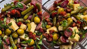 Salata sa kiselim krastavcima, maslinama i sirom