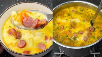 Krem čorba od sira sa lovačkim kobasicama