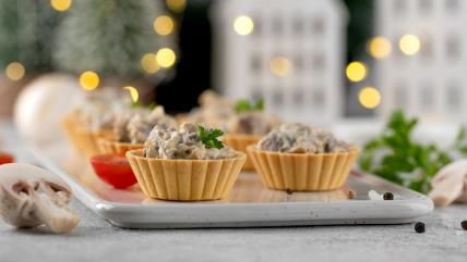 Posne korpice sa pečurkama na tanjiru za praznike