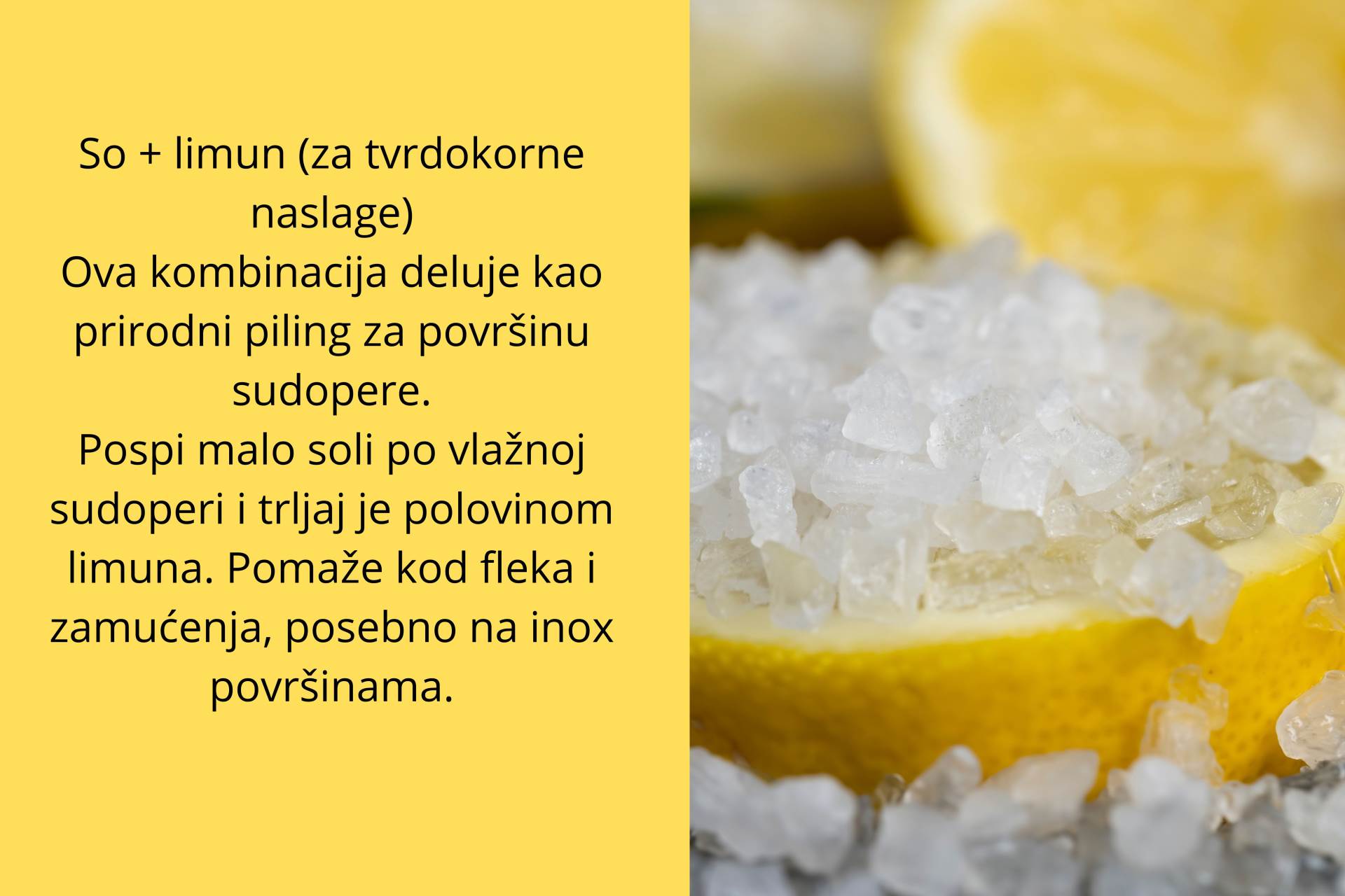 Soda bikarbona + sirće (dubinsko čišćenje) Soda bikarbona i sirće zajedno prave blagu reakciju koja razgrađuje prljavštinu i masnoću. Pospi sudoperu sodom bikarbonom, pa prelij sirćetom. Ostaviti  (2).jpg