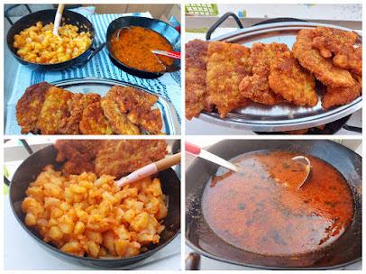 paradajz čorba restovan krompir i pohovano meso